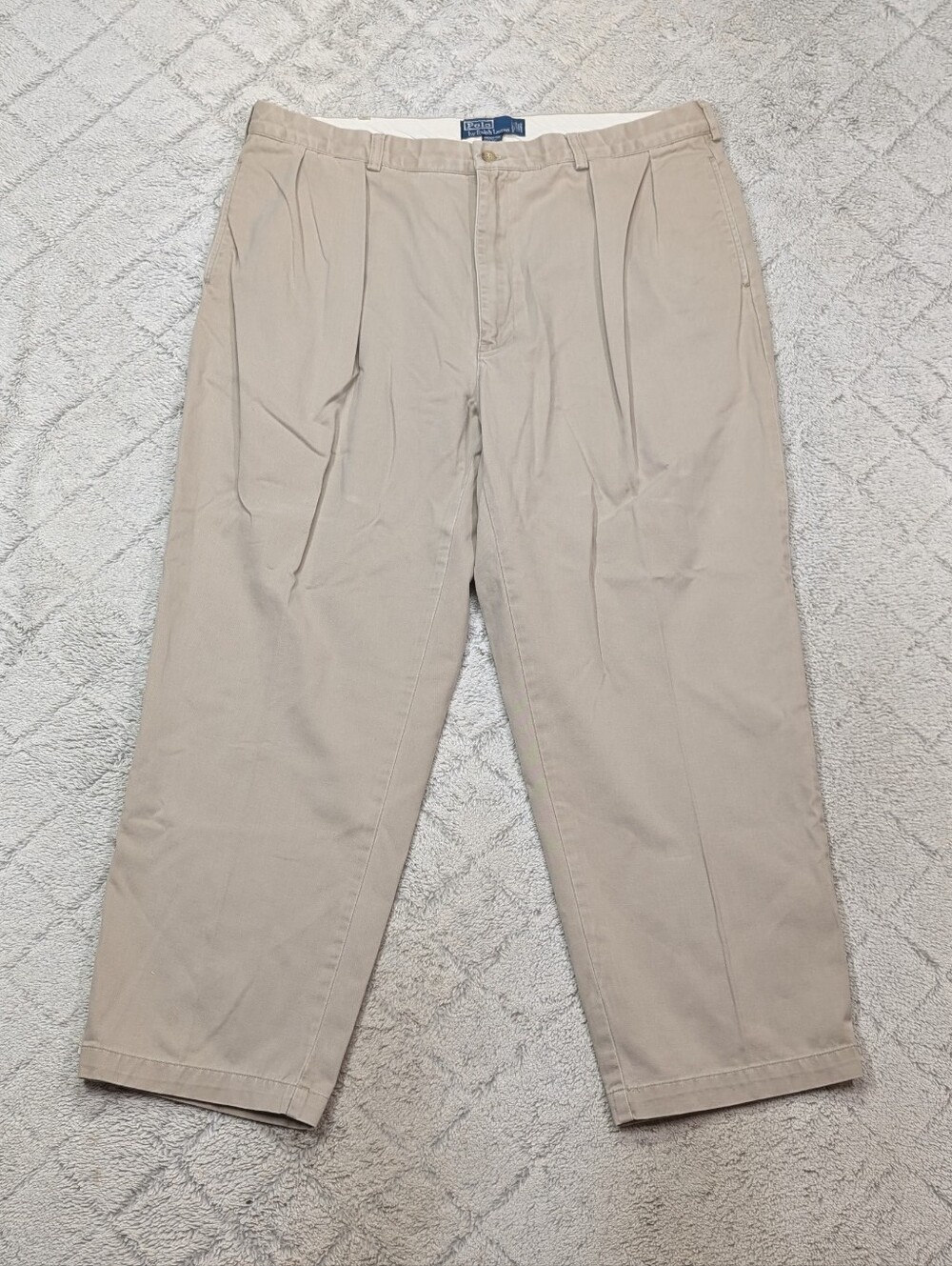 Polo Ralph Lauren Pants Mens 38x30 Beige Khaki Andrew Chino Relax Straight Pleat